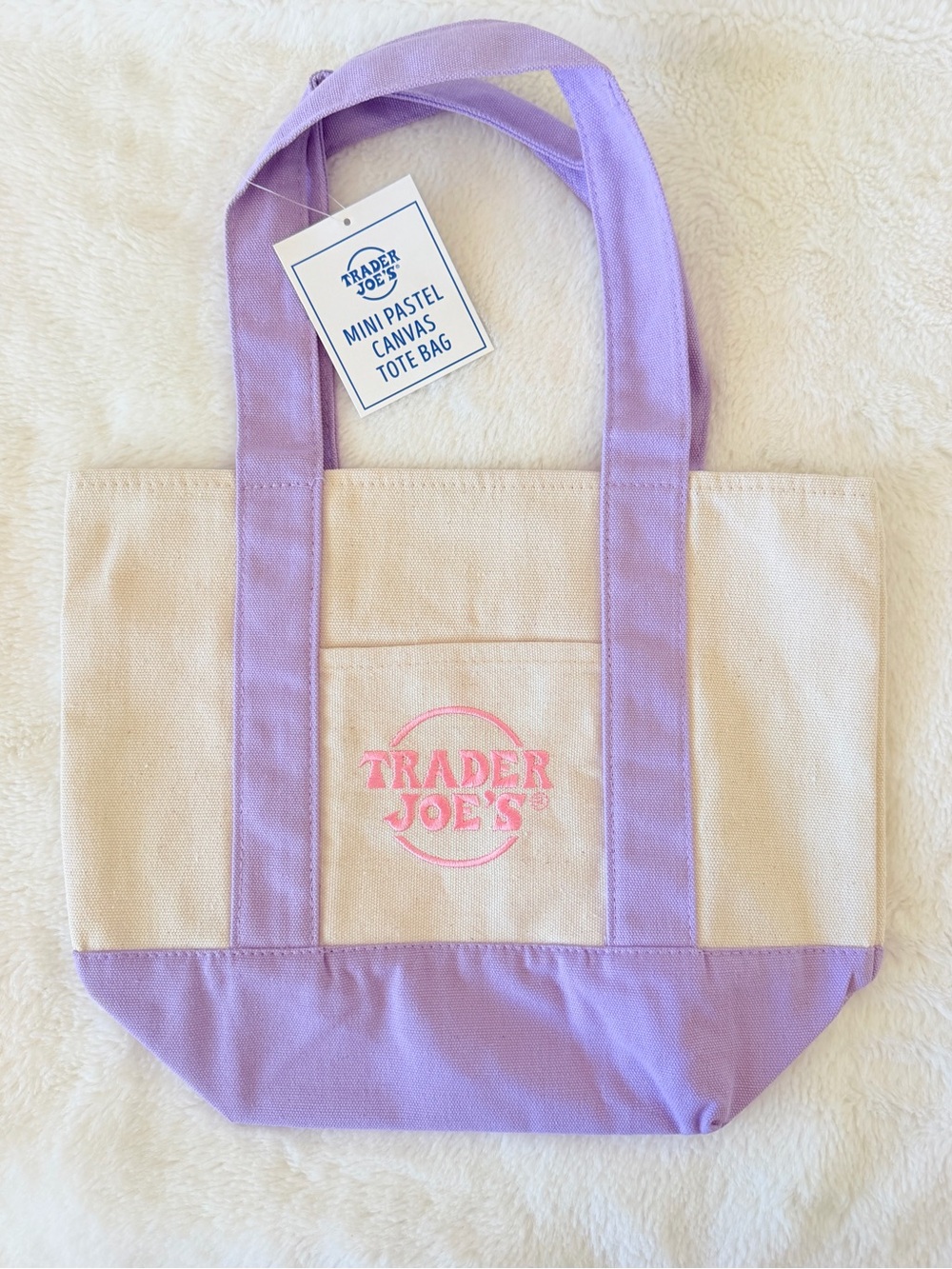 Trader Joe's Pastel Canvas Tote Bag - Set of 4 - Blue, Lavender, Pink, Mint - Picture 2 of 5
